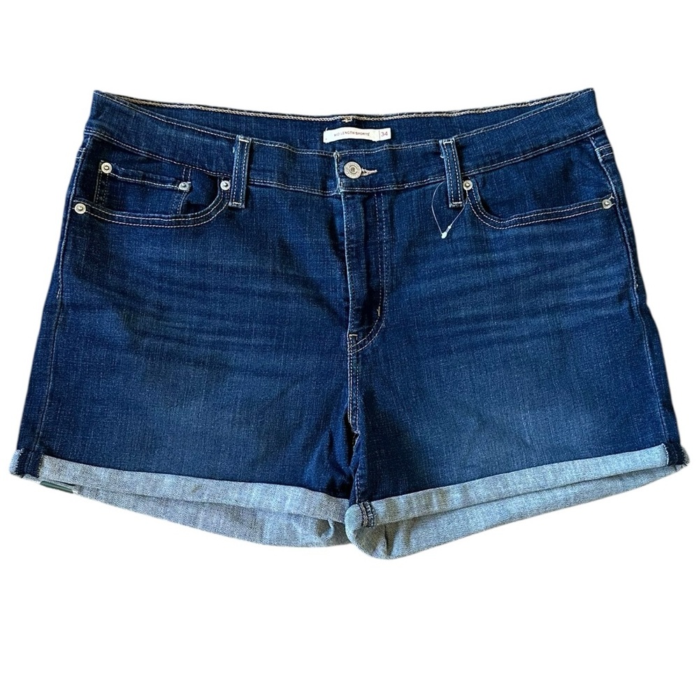 LEVI’S Mid Length Shorts stretch dark denim size 34 - new with size tag attached
